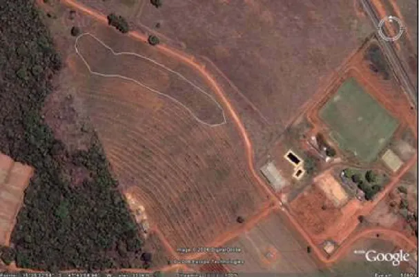 Figura 3.2 – Foto aérea da área experimental, localizada dentro dos limites da Embrapa Cerrados