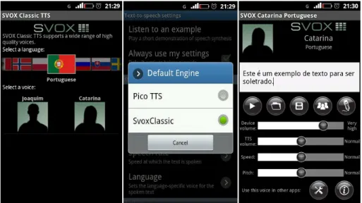 Figura 2.9: Processo necessário para colocar o sintetizador de voz a funcionar no Android