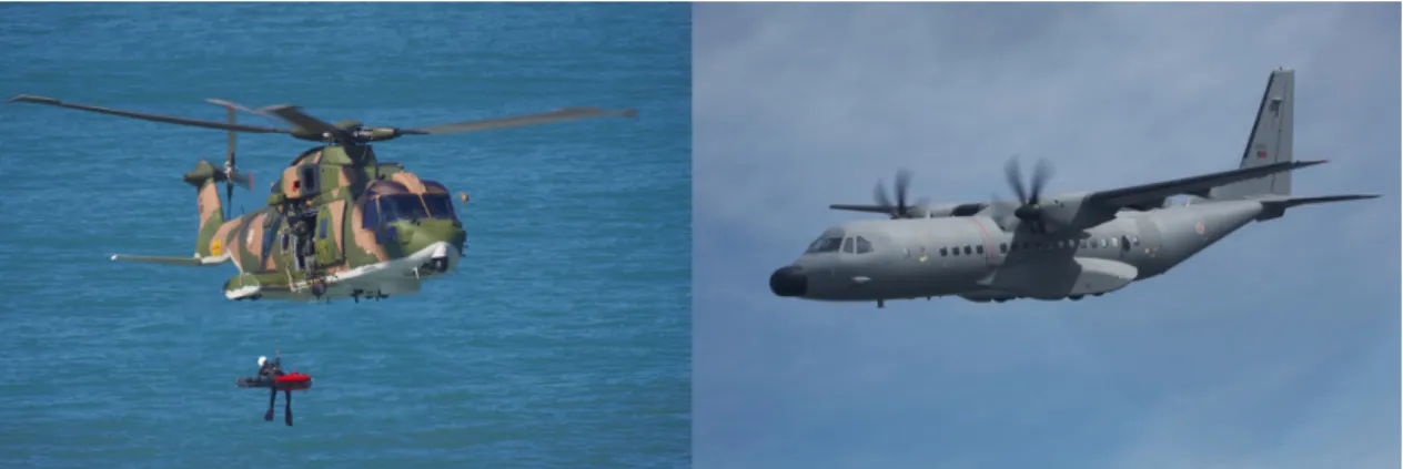 Figure 9. Aerial SAR units used by FAP. From left to rigth: EH-101 Merlin and EADS C-295M  Source: ©Portuguese Air Force 