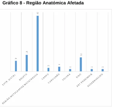 Gráfico 8 - Região Anatómica Afetada 