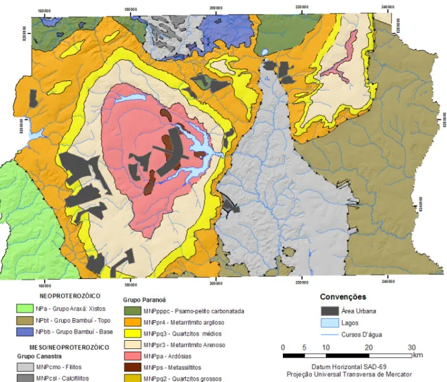 Figura 4.1 - Arcabouço geológico da região do Distrito Federal (modificado de Freitas-Silva &amp; 