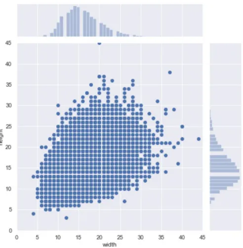 Figure 4.4: Density of cells according to their width and height