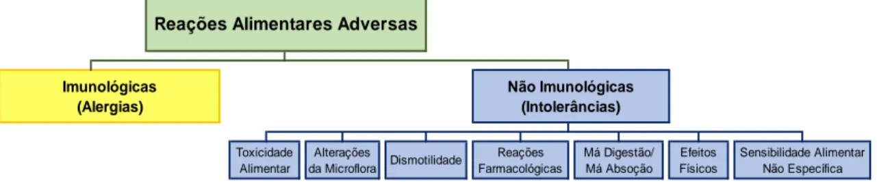 Gráfico 8 – Classificação de reações alimentares adversas por Cave (2013a) 