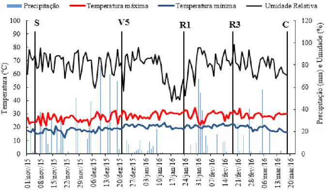 Gráfico 1 – Condições climáticas ocorridas durante o período experimental