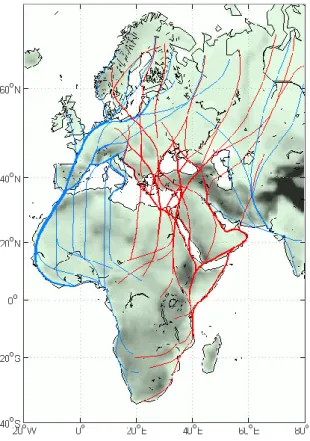 Figura 1 Rotas principais da migração de aves 