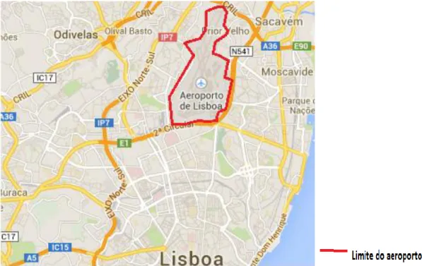 Figura 4 Mapa do aeroporto(https://www.google.pt/maps/@38.7802733,- aeroporto(https://www.google.pt/maps/@38.7802733,-9.1394496,4720m/data=!3m1!1e3) 