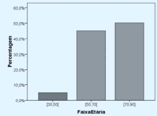 Gráfico 1. Distribuição da amostra segundo as faixas etárias 