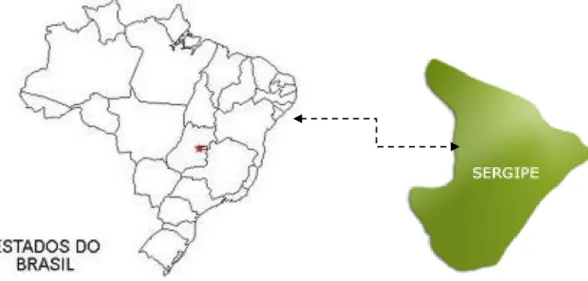 Figura 1: Localização geográfica de Sergipe no território brasileiro  Fonte: Criação das autoras 