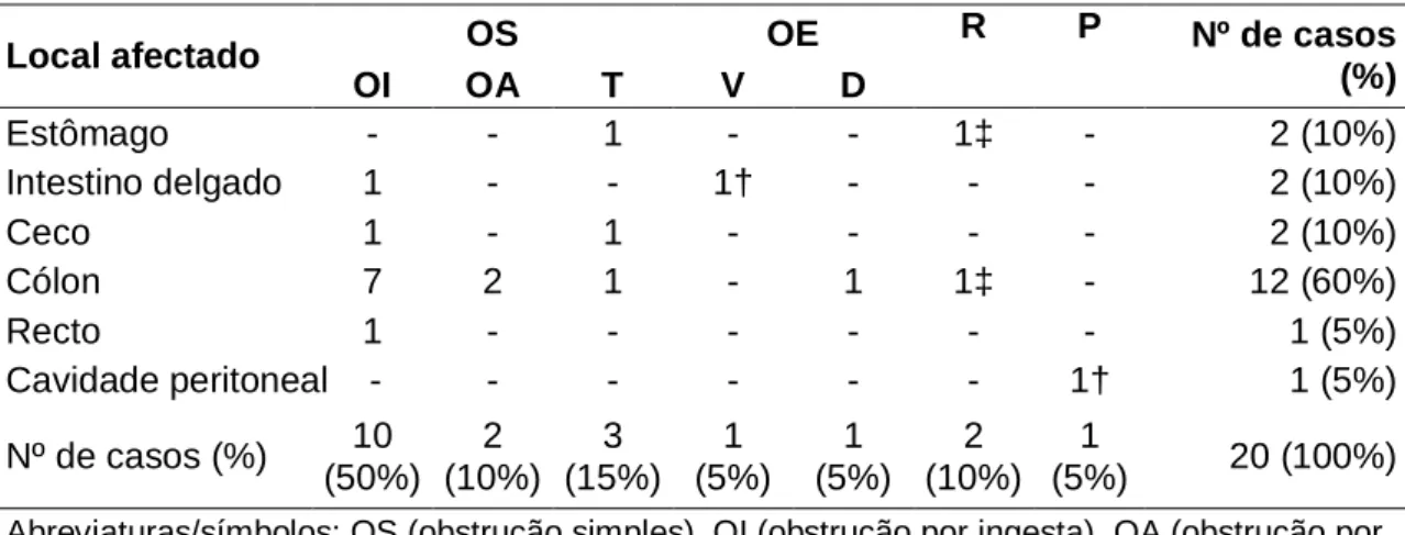 Tabela  6  –  Caracterização  da  amostra  em estudo  Amostra  FA  FR (%)  Desfecho  sobreviventes                   não sobreviventes  16          4  80              20  Sexo  macho                          fêmea  13           7  65                35  Ida