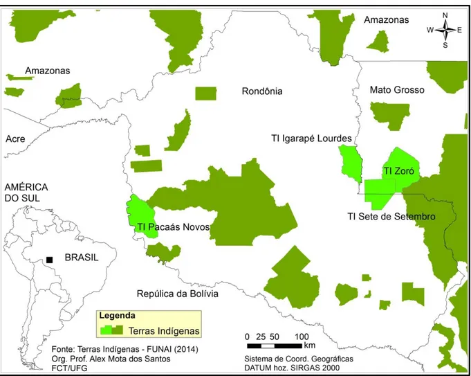 Figura 05 - Mapa das terras indígenas de Rondônia e arredores 