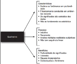 Figura 3: Características, processos e benefícios do método qualitativo 