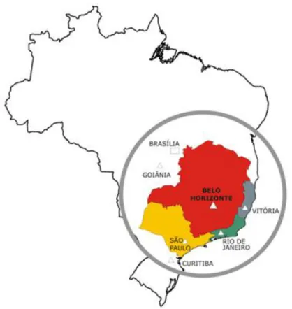 Figura 1 - Mapa do Brasil com a localização de Belo Horizonte