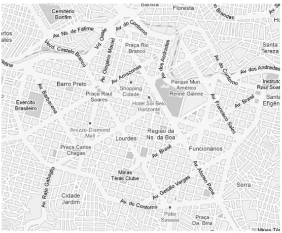 Figura 2 - Mapa do Centro de Belo Horizonte Fonte: Google Maps, 2010. 