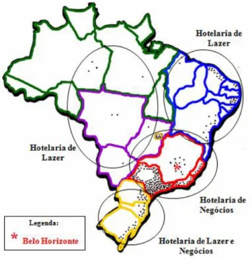 Figura 4 - Distribuição regional dos meios de hospedagem das principais redes hoteleiras internacionais  em 2002, no Brasil 