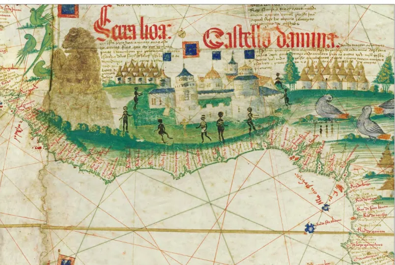 Fig. 4 – Pormenor do Golfo da Guiné no planisfério português  anónimo concluído em outubro de 1502 em Lisboa, conhecido por 