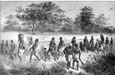 Fig. 9 – Gravura com reconstituição do transporte de escravos. 