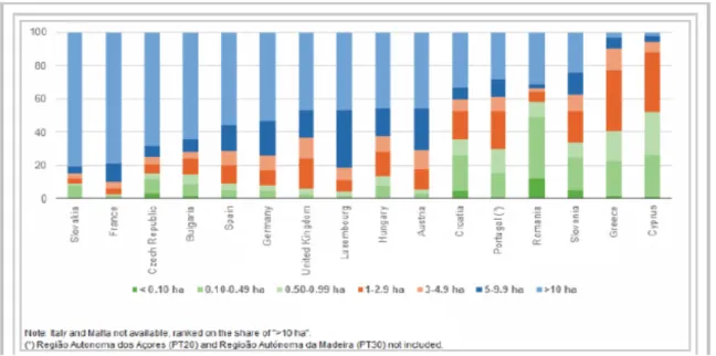 Figure 4: Area under vines by size class of the holding 2015 (Eurostat, vit_t2)  