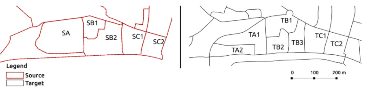 Figure 2. Census tracts: Source (Geographic Base for Information Referencing—BGRI 2001) and target  (BGRI 2011)