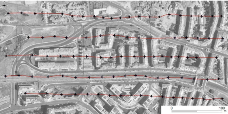 Figure 3. Trajectory flight lines performed by Swinglet CAM. 