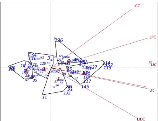 Figure 6. Biplot obtained from the scores of LVs. 