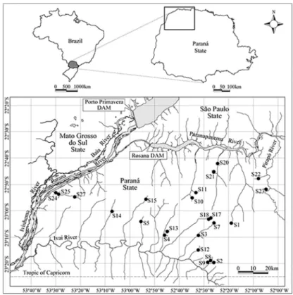 Figure 1. Location of the sampled stream sites. 