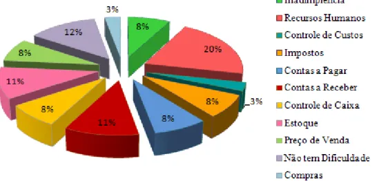 Gráfico 2 – Setores que apresentam dificuldades em relação à administração