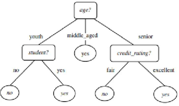 Figure 2.2: Example of a Classification Tree for the target variable buys_computer (Han, Kamber &amp; 