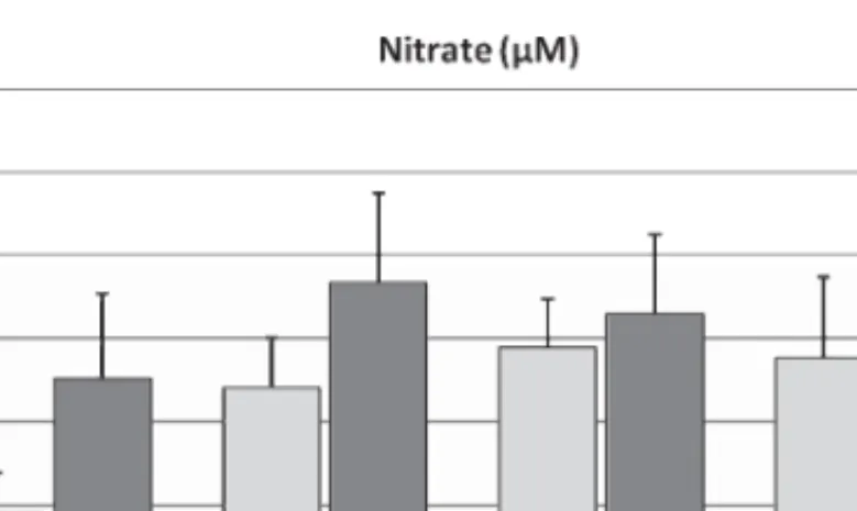 Fig. 3. Changes in nitrate levels in erythrocyte suspensions incubated with high fibrinogen and band 3 modulators