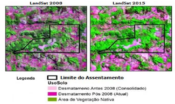 Figura 8 – Imagens LandSat avaliação ambiental antes e pós 2008 – PA São Cristóvão. 