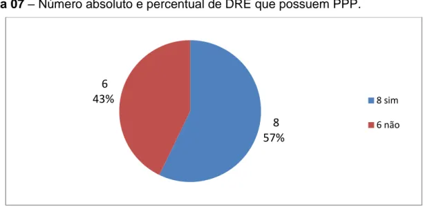 Figura 07 – Número absoluto e percentual de DRE que possuem PPP.  