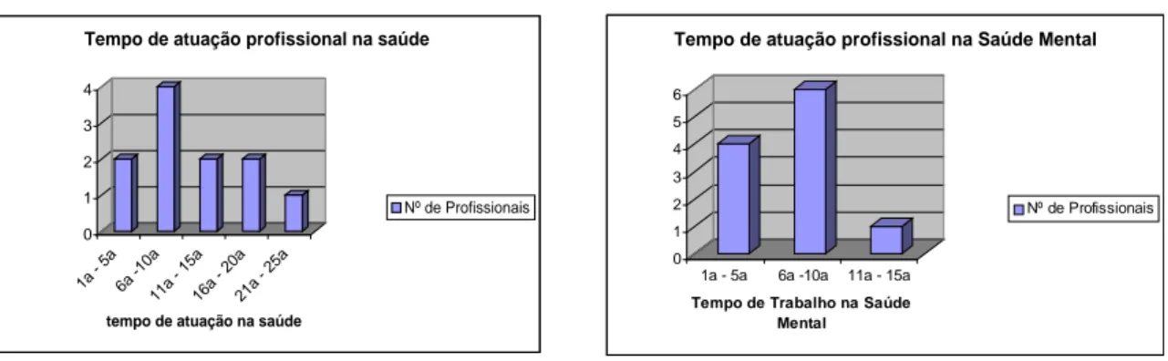 Figura 7.1   Gráficos comparativos de  tempo de atuação profissional    