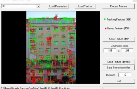 Figure 4. The Texture Automizer tool generating the startup (in green) and tracking (in red) SIFT features,  required by the NUTTS algorithm to recognize an image as a visual marker
