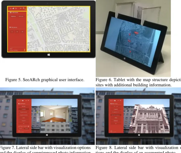 Figure 7. Lateral side bar with visualization options  and the display of superimposed photo information 