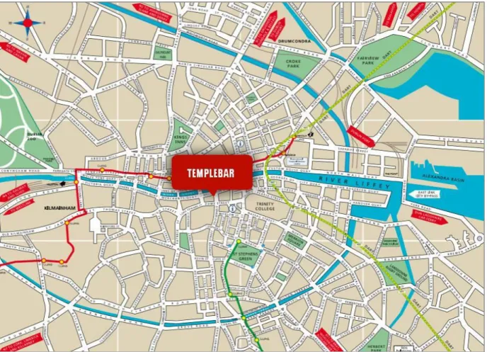 Figure 1 – Map of Dublin. Source: www.visitdublin.ie; Edited by: Cátia Oliveira  