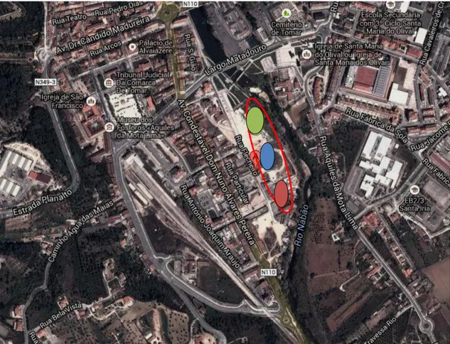 Figura 9 - Localização Geográfica do acampamento do Flecheiroe suas  divisões, Tomar 