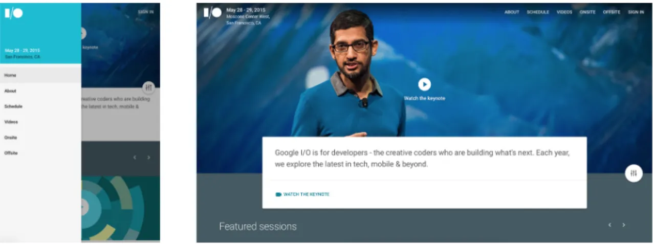 Figura 3.1: UI de aplicação Web com Material Design
