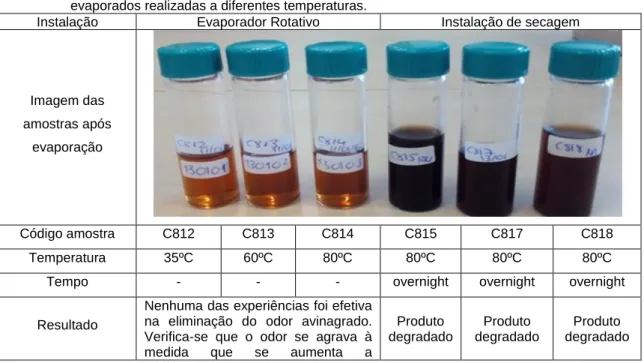 Tabela   4.1- Resumo das experiências de evaporação dos concentrados da osmose inversa  evaporados realizadas a diferentes temperaturas