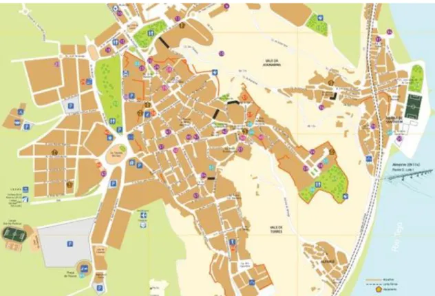 Figura  2.4.  Mapa  do  Centro  Histórico  de  Santarém.  Fonte:  Câmara  Municipal  de  Santarém,  disponível em https://www.cm-santarem.pt/descobrir-santarem/mapa-turistico 