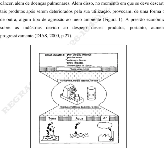 Figura 1: Principais interações dos fluidos de corte com o meio ambiente  Fonte: Dias (2000) 