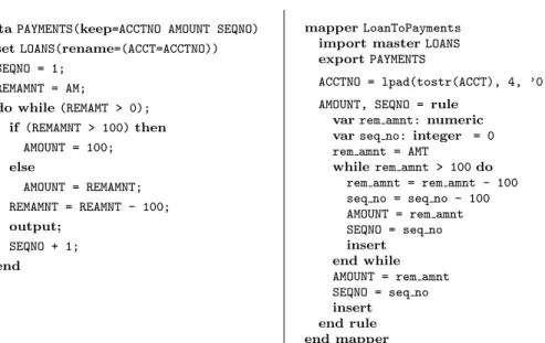 Figure 3: Implementation of Example 1.1 using ETL tools that support the dynamic creation of tuples