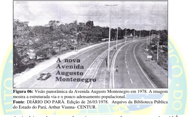 Figura 06: Visão panorâmica da Avenida Augusto Montenegro em 1978. A imagem  mostra a estruturada via e o pouco adensamento populacional