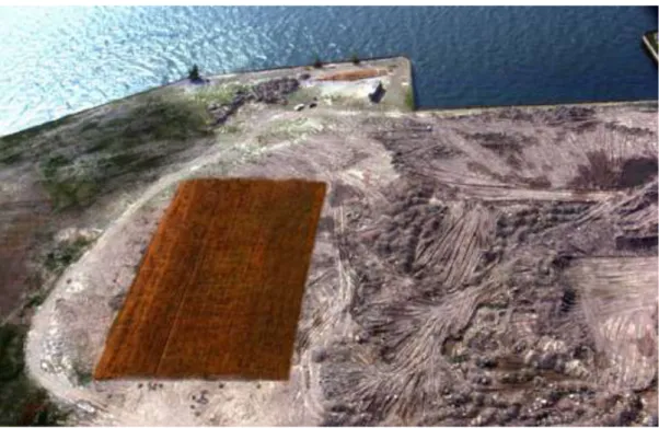 Figura 9. Vista aérea de Wheatfield - A confrontation, Battery Park City, Manhattan, 1982