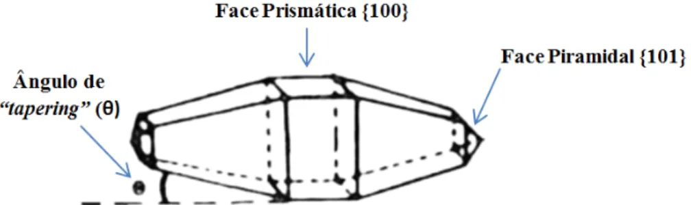 Figura 3.5: Ilustração da forma do cristal de KDP formado com um efeito de ”tapering”.