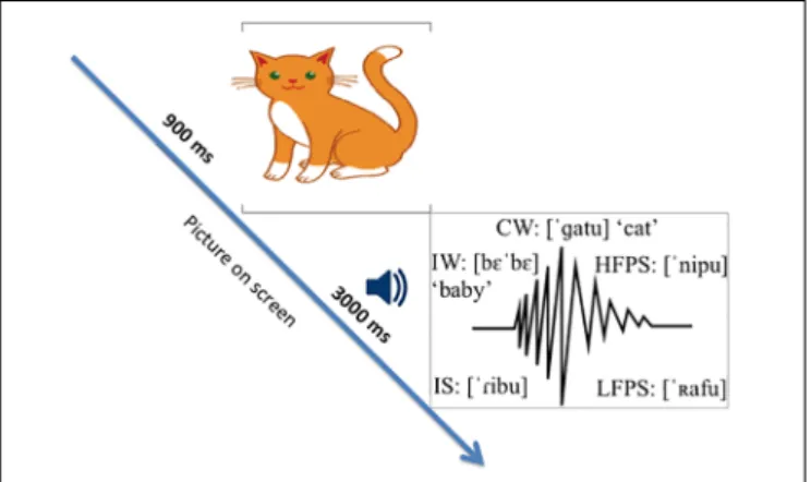 FIGURE 1 | Picture-word priming paradigm used in the study.