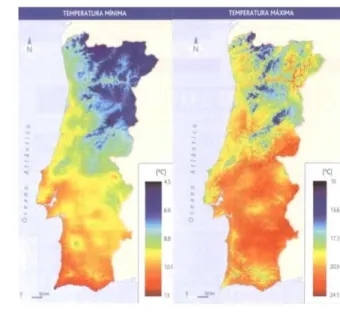 Figura 17- Amplitude térmica Portugal continental (IPMA,2012) 