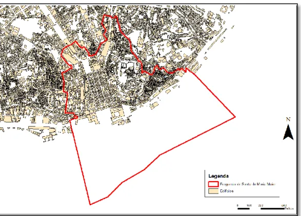 Figura  5:  Delimitação  da  Freguesia  de  Santa  Maria  Maior  na  zona  sudeste  de  Lisboa