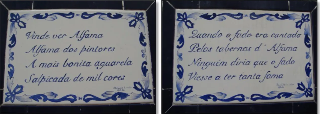 Figura 9 e 10: Azulejos pintados à mão numa parede da Rua da Regueira. 