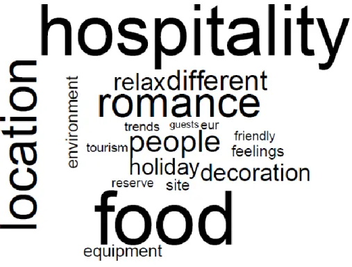 Figure  2  shows  the  word  cloud  for  terms  from  the  hospitality  domain  only,  providing  a  visual  interpretation  of  the  results