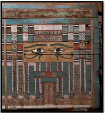 Fig. 7. Porta falsa no sarcófago de Ameny, XII dinastia, Meir   (Escavações de Khashaba), The Metropolitan Museum of Art (11.150.39a, b) 