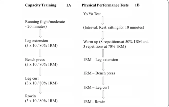 Figure 1 - Description of the order of data collection procedures. 1A: Description of the skills training  protocol